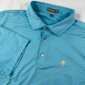 Peter Millar Polo Men's Large Summer Comfort Wanamaker Trophy Blue Yellow Stripe